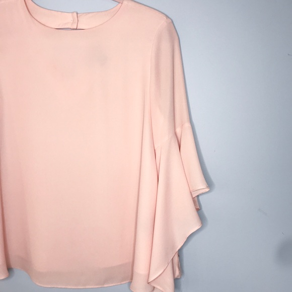 Suzy Shier Pink Blouse with Ruffle Bell Sleeves - Picture 3 of 8